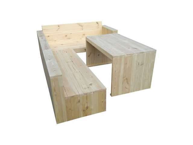 Terassengarnitur, Loungegarnitur, Ecksofa aus Bauholz